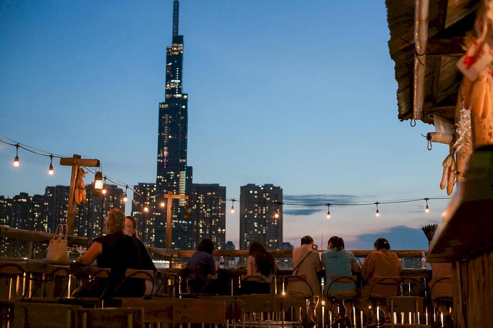 From Chenh Venh, you can gaze upon the majestic Landmark 81 towering high